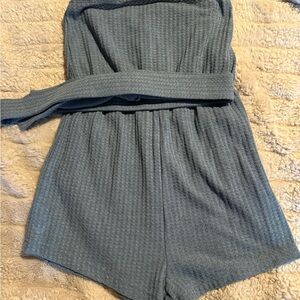 Blue Strapless Romper